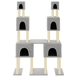 Helloshop26 Arbre à chat meuble tour grimper jouet grattage grattoir escalade plateforme avec griffoirs en sisal clair 199 cm gris 02_0022601