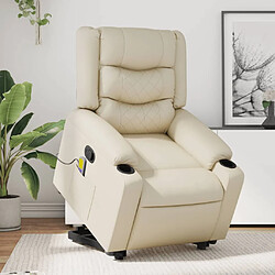 vidaXL Fauteuil inclinable de massage Crème Similicuir