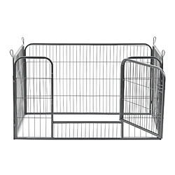 Enclos Parc pour Animaux avec Porte 125 x 85 x 70 cm Acier Argenté [pro.tec] pas cher