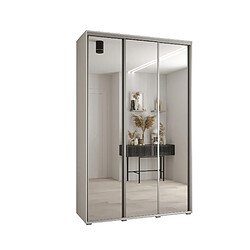 Abiks Meble Armoire à portes coulissantes Davos 2 H235.2 x L150 x P45 3 portes coulissante (Blanc/Blanc/Argent)