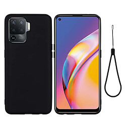 Coque en silicone Liquide de couleur unie avec sangle souple noir pour votre Oppo A94/Reno5 F/F19 Pro/Reno5 Lite