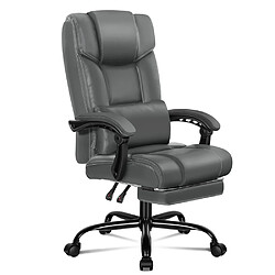 ALFORDSON Fauteuil de Bureau Ordinateur Gaming Siège en Cuir PU Recliner Gris