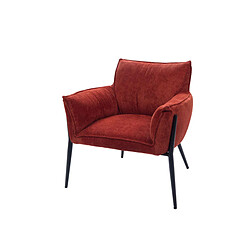 Mes Fauteuil 79x75x81 cm en velours rouge et pieds en métal