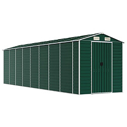 Helloshop26 Abri de jardin cabane cabanon maison de stockage remise extérieur hangar outils robuste 191 x 725 x 198 cm acier galvanisé vert 02_0022354