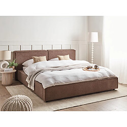 Beliani Lit double 160 x 200 cm en bouclé marron LINARDS