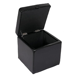 Mendler Pouf tabouret cube-coffre Onex, cuir, 45x44x44cm, noir pas cher