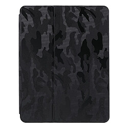 Etui en PU X-LEVEL motif camouflage, fonction réveil/veille automatique avec support et porte-crayon noir pour votre iPad 9.7-pouces (2017)/(2018)/Air (2013)/Air 2/Pro 9.7 pouces (2016)