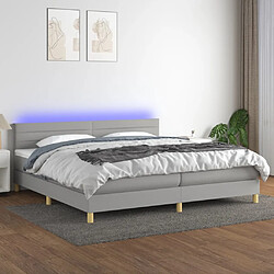 vidaXL Sommier à lattes de lit matelas LED Gris clair 200x200 cm Tissu