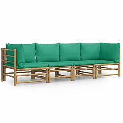 Maison Chic Salon de jardin 4 pcs + coussins - Mobilier/Meubles de jardin - Table et chaises d'extérieur vert bambou -MN58757