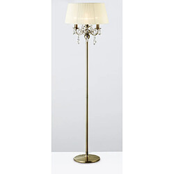 Luminaire Center Lampadaire Olivia avec Abat jour crème 3 Ampoules laiton antique/cristal