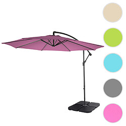 Mendler Acerra, parasol, protection solaire, Ø 3m inclinable, polyester/acier 11kg ~lavande avec support