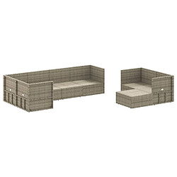 Acheter Maison Chic Salon de jardin 8 pcs + coussins - Mobilier/Meubles de jardin - Table et chaises d'extérieur Gris Résine tressée -MN27654