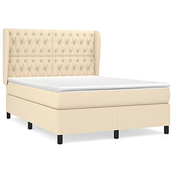 vidaXL Sommier à lattes de lit avec matelas Crème 140x190 cm Tissu