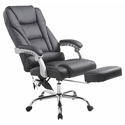 Decoshop26 Fauteuil de bureau avec fonction massage repose-pieds dossier inclinable en PVC noir 10_0002577