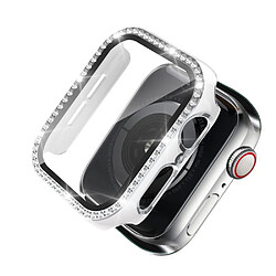 Coque en TPU Cristal de strass de galvanoplastie bicolore blanc/argent pour votre Apple Watch 4/5/6/SE 44mm