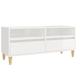 Maison Chic Meuble TV scandinave - Banc TV pour salon blanc brillant 100x34,5x44,5 cm bois d'ingénierie -MN56488