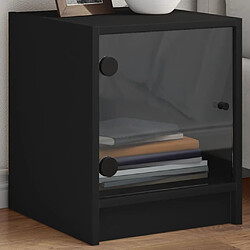 vidaXL Table de chevet avec porte en verre noir 35x37x42 cm