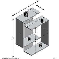 Mes Etagère design 65x19,7x84,9 cm chêne et anthracite pas cher