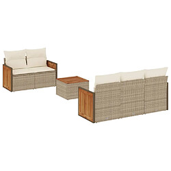 vidaXL Salon de jardin avec coussins 6 pcs beige résine tressée