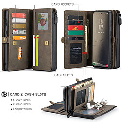 Caseme Etui en PU Surface mate de conception multi-emplacements détachable 2-en-1 marron pour votre Samsung Galaxy S21 FE