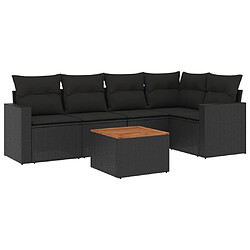 Maison Chic Salon de jardin 6 pcs avec coussins | Ensemble de Table et chaises | Mobilier d'Extérieur noir résine tressée -GKD17794