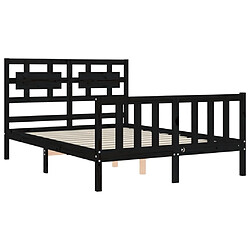 Maison Chic Lit adulte - Cadre Structure de lit avec tête de lit Contemporain noir 120x200 cm bois massif -MN44606 pas cher