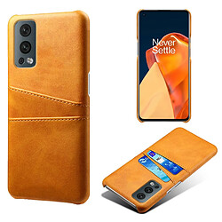 Coque en TPU + PU double porte-cartes, anti-chute, orange pour votre OnePlus Nord 2 5G