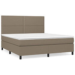 vidaXL Sommier à lattes de lit avec matelas Taupe 180x200 cm Tissu