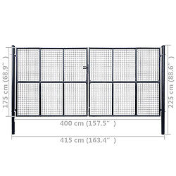 vidaXL Portail en maille de jardin Acier galvanisé 400 x 175 cm Gris pas cher