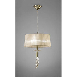 Luminaire Center Suspension Tiffany 3+1 Ampoule E27+G9, laiton antique avec Abat jour bronze & cristal transaparent