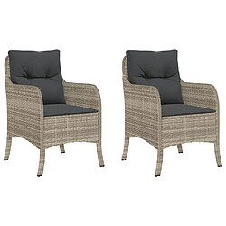 Maison Chic Lot de 2 Chaises de jardin coussins | chaises Relax gris clair résine tressée -GKD91967