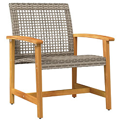 Maison Chic Salon de jardin 5 pcs | Ensemble de Table et chaises | Mobilier d'Extérieur gris résine tressée et bois d'acacia -GKD29355 pas cher