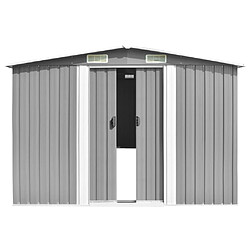 Helloshop26 Abri de jardin cabane cabanon maison de stockage remise extérieur hangar outils robuste 257 x 779 x 181 cm acier galvanisé gris 02_0022233