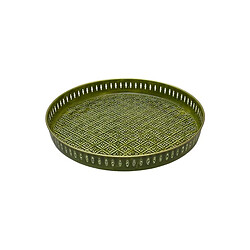 Bazardeluxe Plateau en métal Jali 45 cm olive.