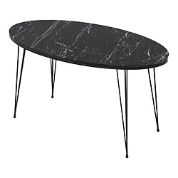 Helloshop26 Table basse ovale 43 x 90 x 50 cm marbre noir 03_0008510