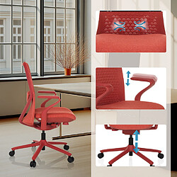 Avis Chaise de bureau / chaise pivotante VERVIO dossier résille 3D / assise tissu rouge hjh OFFICE