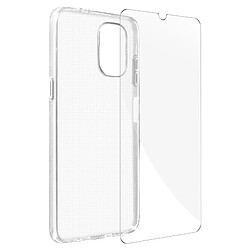 Avizar Coque Nokia G21 et G11 Silicone Souple Film Verre Trempé 9H transparent