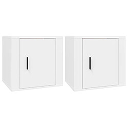 Maison Chic Lot de 2 Tables de chevet,Table de nuit,Table d'appoint pour salon Blanc 50x39x47 cm -MN10942