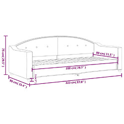 vidaXL Lit de repos sans matelas gris foncé 80x200 cm tissu pas cher