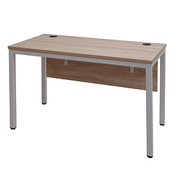 Decoshop26 Bureau table d'ordinateur avec paroi arrière et canaux de câbles 120x60 cm en métal blanc et MDF couleur naturel 04_0006050