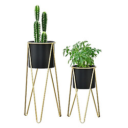 Set de 2 Supports de Plante Hedera Noir Doré [en.casa]