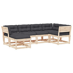 Maison Chic Salon de jardin 6 pcs avec coussins | Ensemble de Table et chaises | Mobilier d'Extérieur bois de pin massif -GKD86551