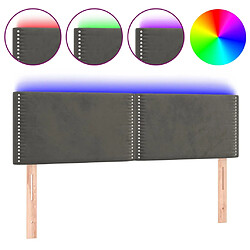 vidaXL Tête de lit à LED Gris foncé 144x5x78/88 cm Velours