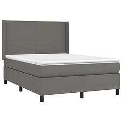 Avis Maison Chic Lit adulte- Lit + matelas,Sommier à lattes de lit avec matelas Gris 140x190 cm Similicuir -GKD30364