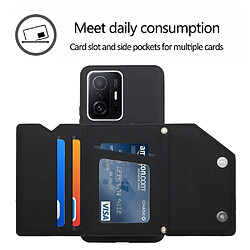 Coque en TPU + PU avec béquille, porte-cartes et bandoulière noir pour votre Xiaomi 11T/11T Pro