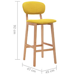 vidaXL Tabourets de bar lot de 2 jaune moutarde tissu pas cher