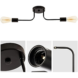 Stoex Plafonnier D'Intérieur Lampe de Plafond Moderne 2 Lumières Plafonnier Rétro Vintage Noir, Pour Chambre Cuisine Couloir Salon E27 pas cher