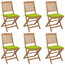 vidaXL Chaises pliables de jardin lot de 6 avec coussins Bois d'acacia