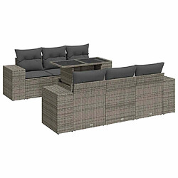 vidaXL Salon de jardin avec coussins 7 pcs gris résine tressée