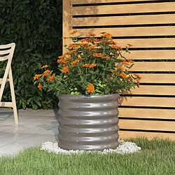 Maison Chic Jardinière,Bac à fleurs - pot de fleur de jardin Acier enduit de poudre 40x40x36 cm Gris -GKD66975